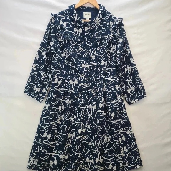 Jigsaw Abstract Navy and White Long Sleeve Dress - Picture 1 of 1